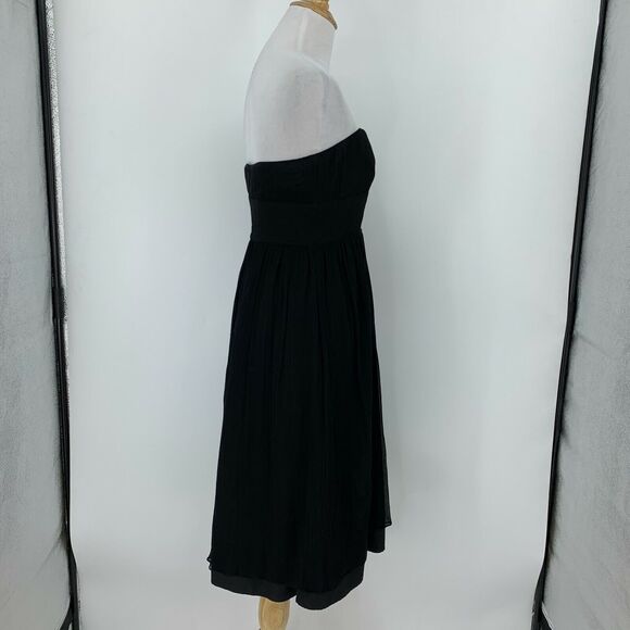 J. Crew Dress Womens 4 Black Emily Silk Back Zip Strapless Pleat Lined Chiffon - Picture 3 of 13